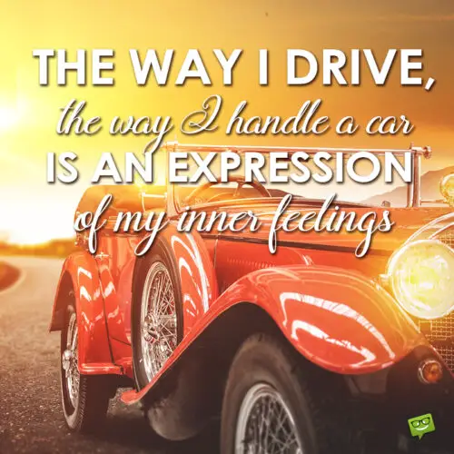 Vintage car image with love my car quote.