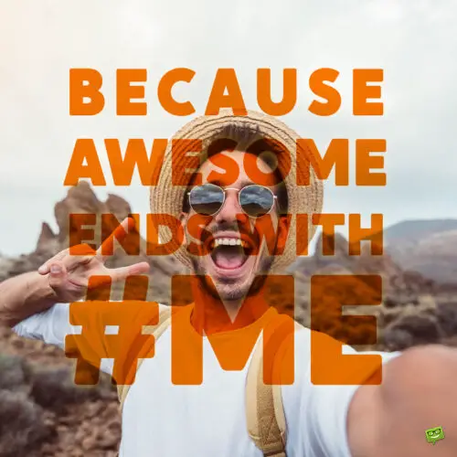 Fun caption for selfie on image with happy young man. Fun caption for selfies.