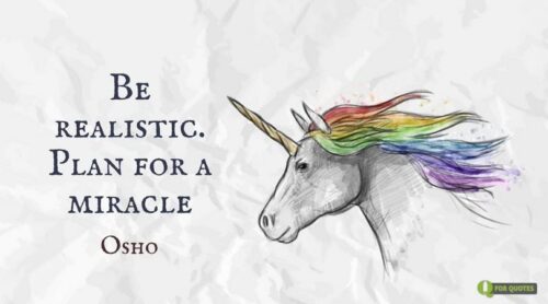 Be realistic. Plan for a miracle. Osho.