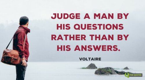 Judge a man by his questions rather than by his answers. Voltaire