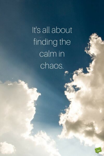 It's all about finding the calm in chaos.