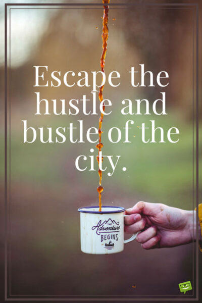 Escape the hustle and bustle of the city.