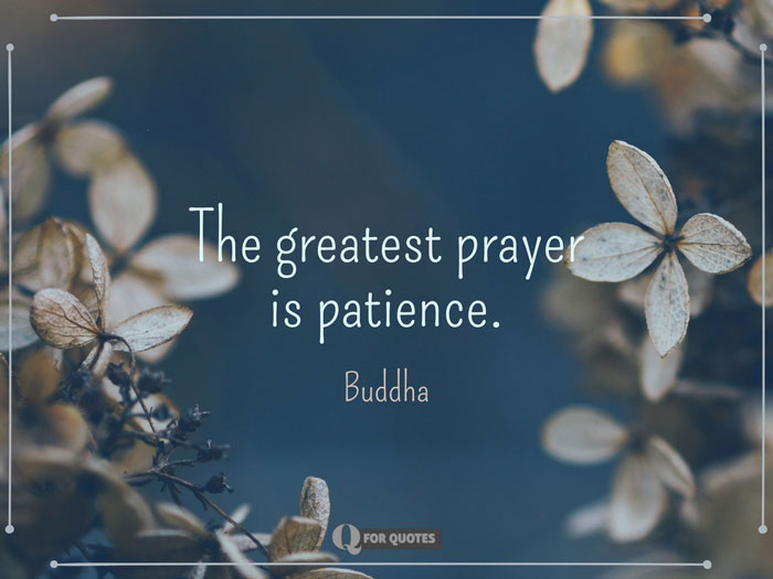 The greatest prayer is patience. Buddha. 