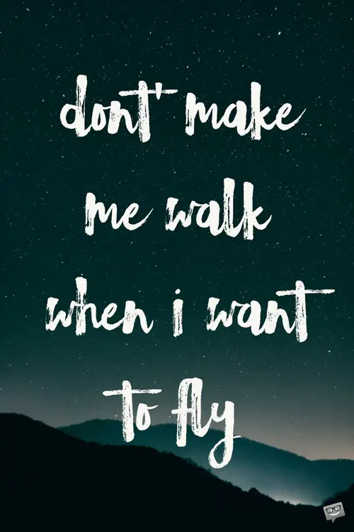 Don't make me walk when I want to fly.