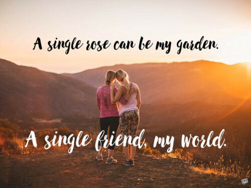 A single rose can be my garden. A single friend, my world.