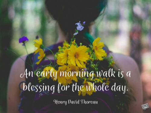 An early morning walk is a blessing for the whole day. Henry David Thoreau.