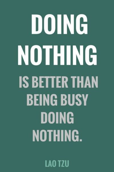 Doing nothing is better than being busy doing nothing. Lao Tzu