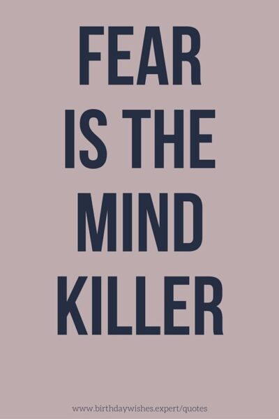 Fear is the mind killer.