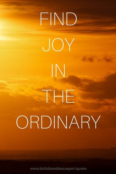 Find joy in the ordinary.