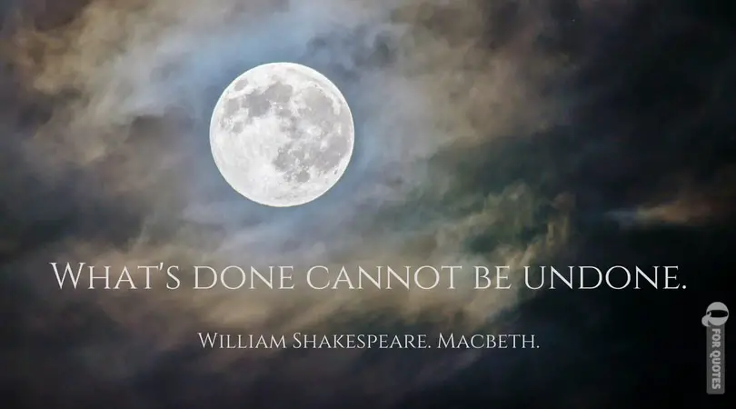 What's done cannot be undone. William Shakespeare. Macbeth.