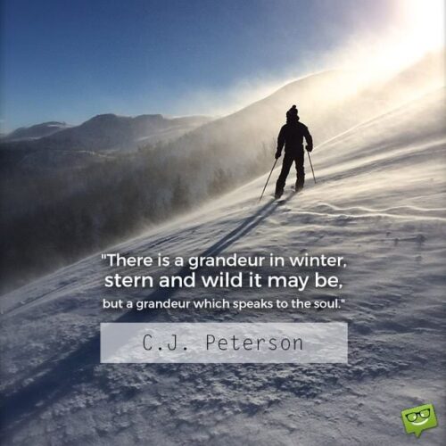 There is a grandeur in winter, stern and wild it may be, but a grandeur which speaks to the soul. C. J. Peterson