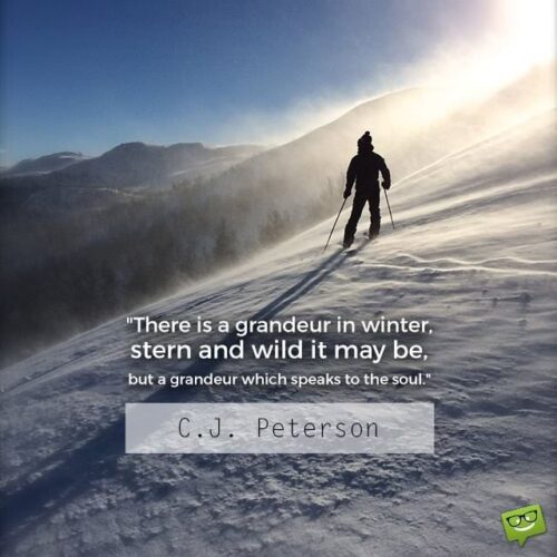 There is a grandeur in winter, stern and wild it may be, but a grandeur which speaks to the soul. C. J. Peterson