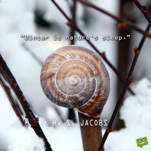 Winter is nature's sleep. H. S. Jacobs