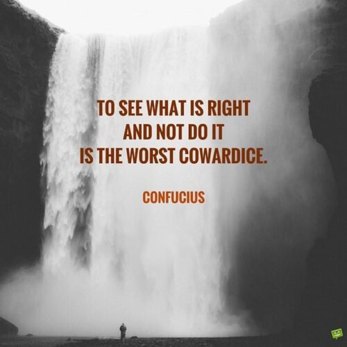 To see what is right and not do it is the worst cowardice. Confucius