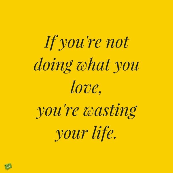 If you're not doing what you love, you're wasting your life.
