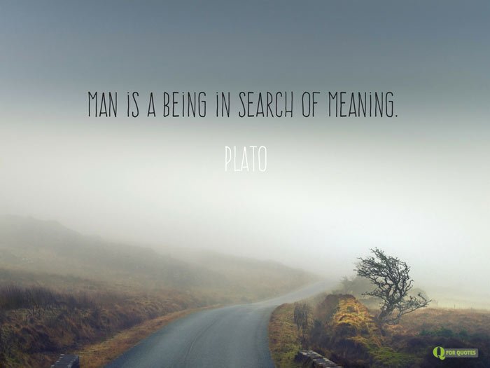 Man is a being in search of meaning. Plato