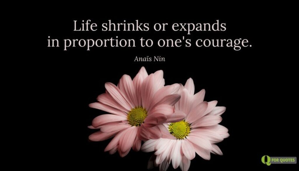 Life shrinks or expands in proportion to one's courage. Anaïs Nin