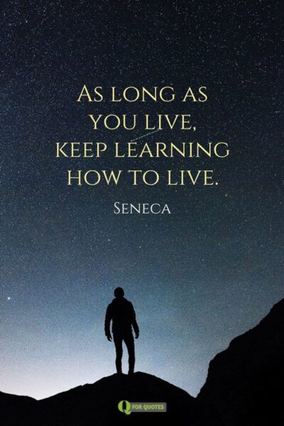 As long as you live, keep learning how to live.