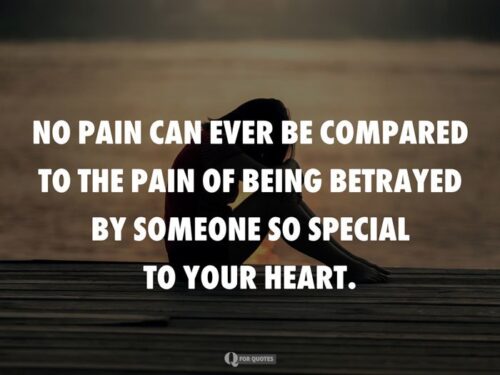 No pain can ever be compared to the pain of being betrayed by someone so special to your heart. 