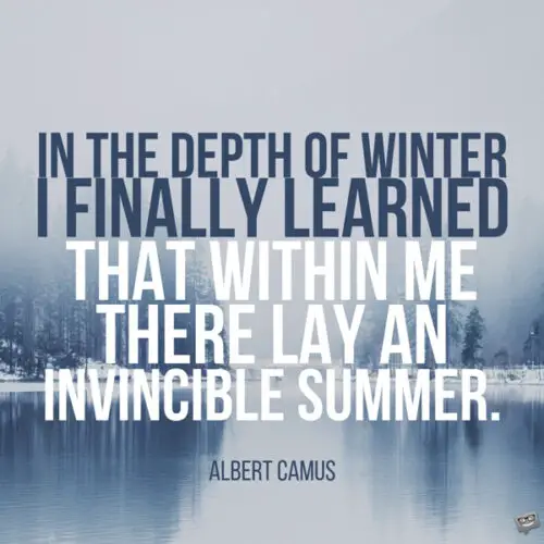 In the depth of winter, I finally learned that within me there lay an invincible summer. Albert Camus
