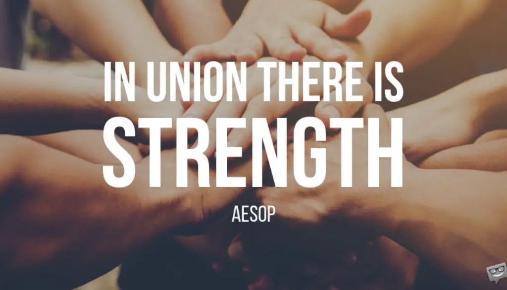 In union there is strength. Aesop