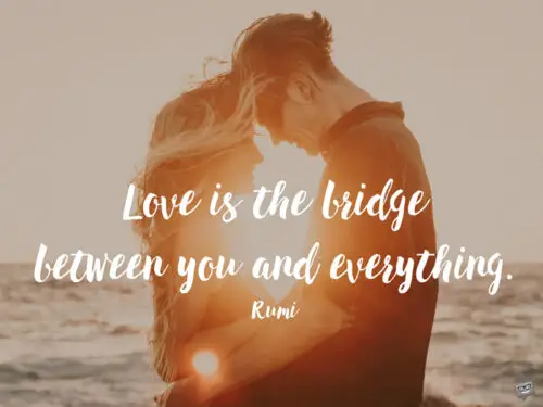 Love is the bridge between you and everything. Rumi.